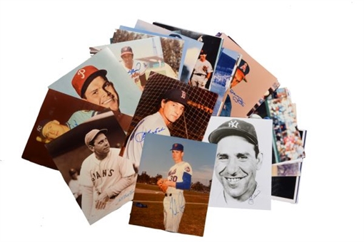 Lot of 69 Signed Baseball 8x10 Photos including Yogi Berra, Bill Terry, Nolan Ryan and more